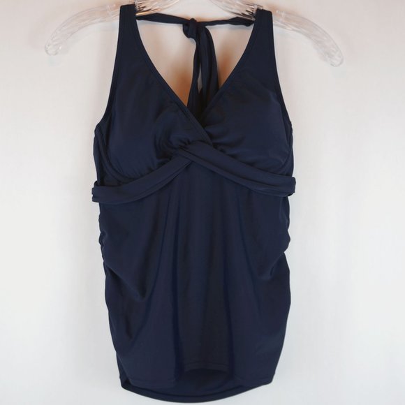 Athleta Tankini Top Navy Halter Underwire Padded - Picture 1 of 8